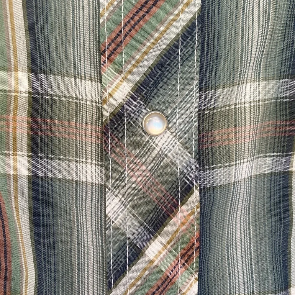 Wrangler Pearl Snap Vintage Western Shirt Long Sleeve Men’s Size 18 Plaid